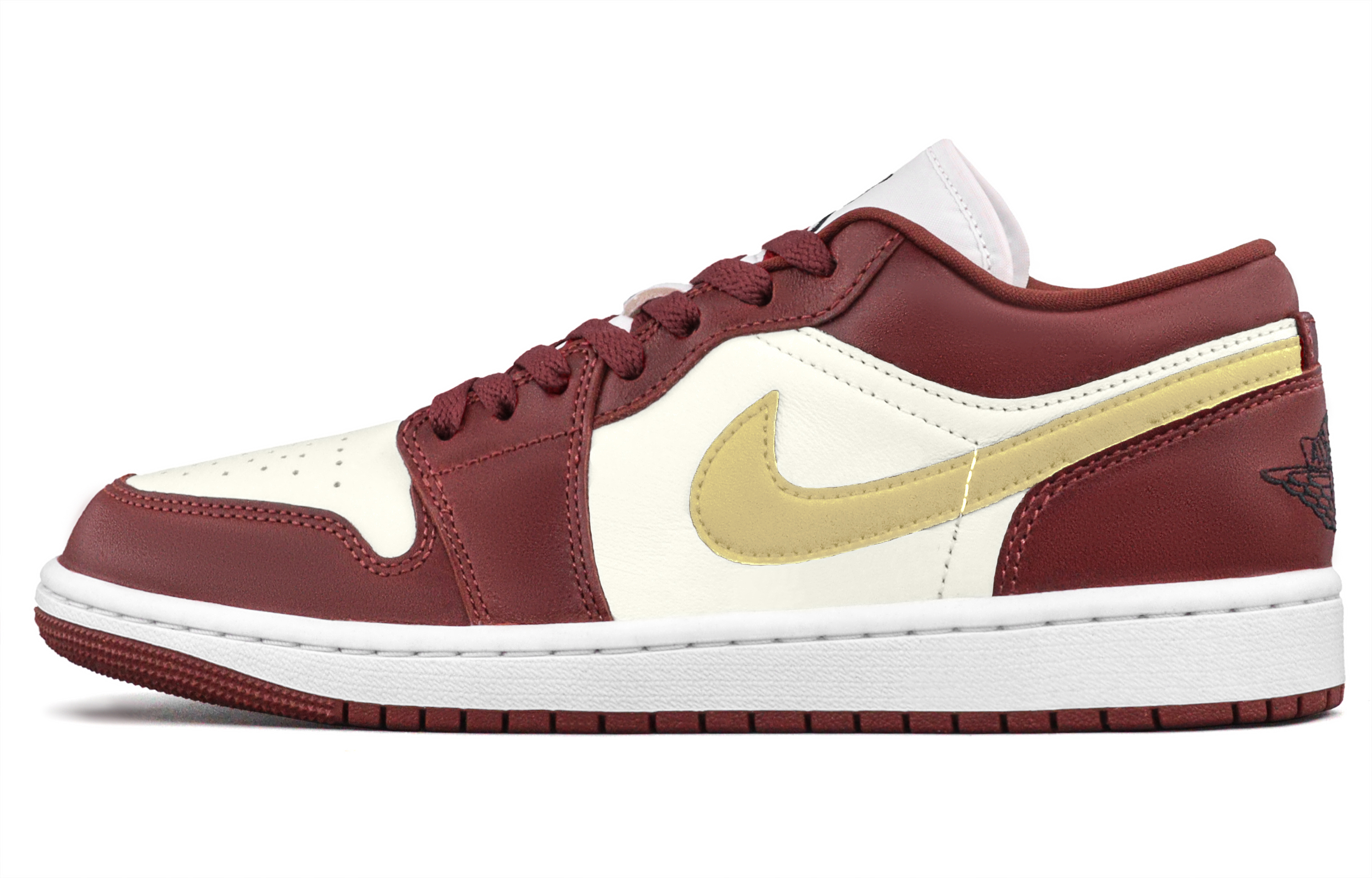 Jordan Air Jordan 1 Golden Feather Cushioning, Wear Resistant Low Top Vintage Basketball Shoes Unisex Red Yellow
