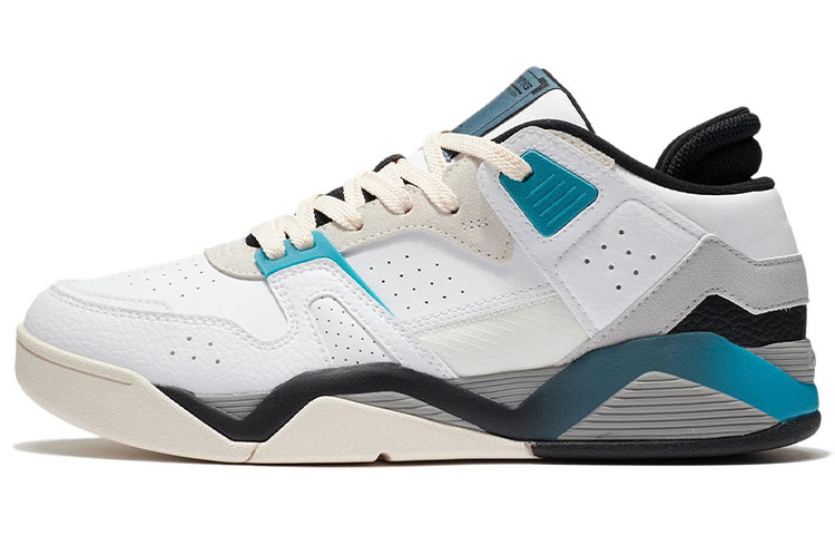 LINING Vintage Basketball Shoes Men Low-Top White Blue