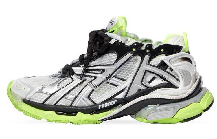 Balenciaga Runner Sneakers 'White Black And Neon Yellow Mesh And Nylon'
