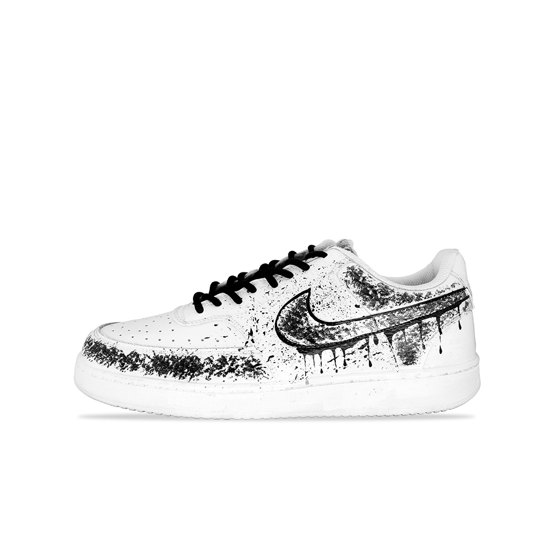 Nike Court Vision Mist, Fashionable And Versatile, Comfortable Coverage Low top Skateboard Shoes Men's White Black