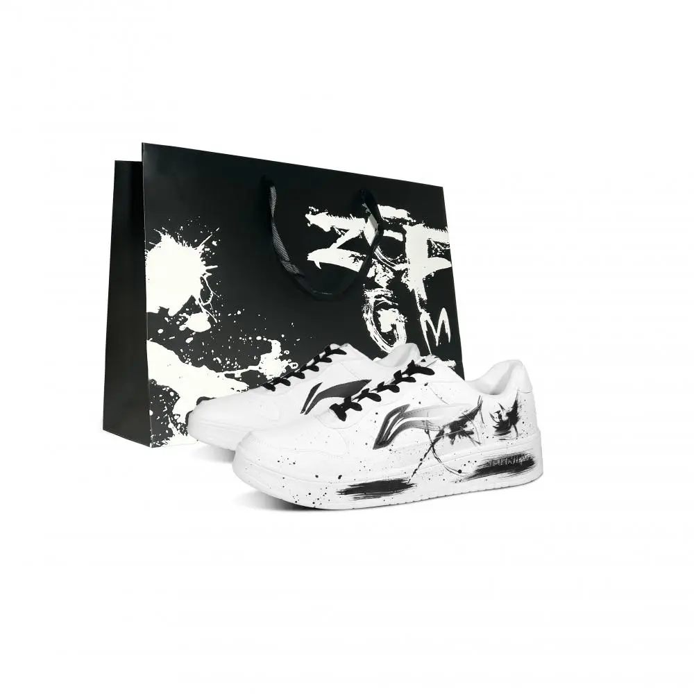 LiNing Pontoon Boats Anti Slip And Wear Resistant Height Increasing Low top Skateboard Shoes Men's Black White