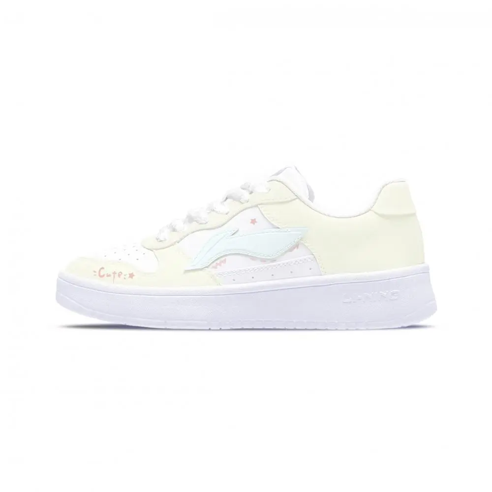 LiNing Pontoon Boats Shock Absorbers Abrasion Resistant Slip Resistant Low top Skateboard Shoes Women's White Yellow