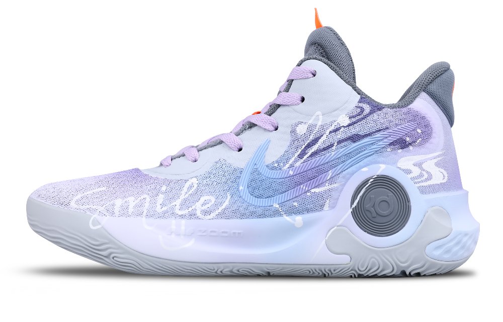 Nike KD Trey 5 IX EP Cushioned Wear-Resistant Breathable Mid-Top Basketball Shoes Unisex Gray Blue Purple