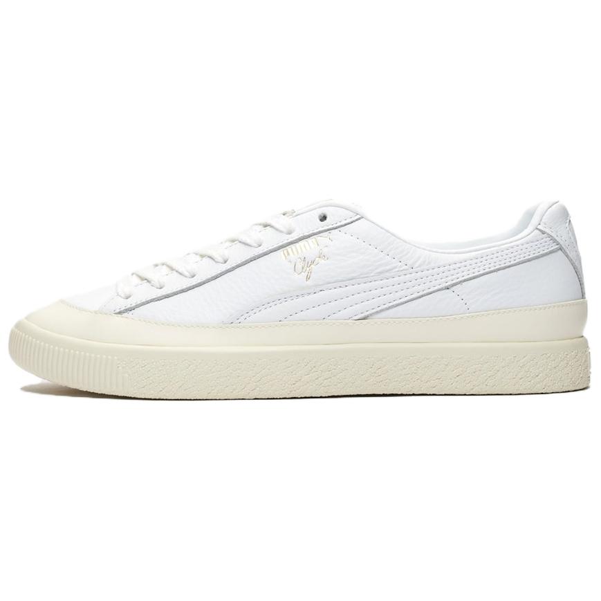 PUMA Clyde Rubber Toe Leather Leisure Board Shoes White