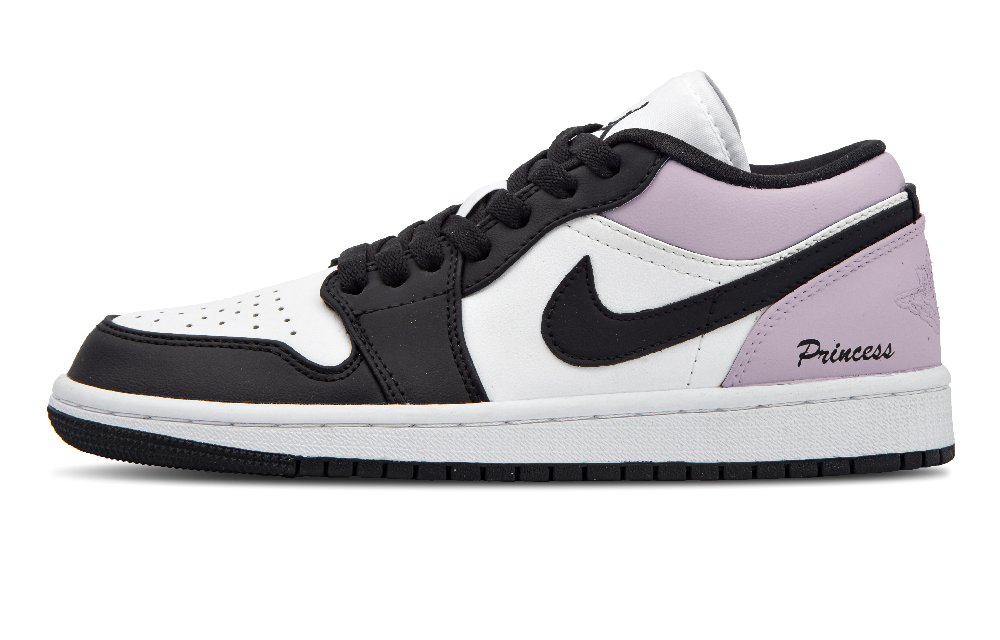 Jordan Air Jordan 1 Slip Resistant Low Top Vintage Basketball Shoes Women's White Black Purple