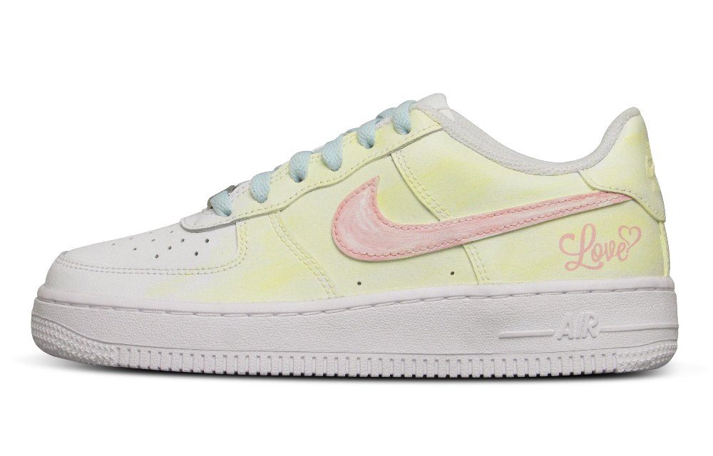Nike Air Force 1 Slip-Resistant Cushioning Wear-Resistant Low-Top Skateboard Shoes GS Beige Pink