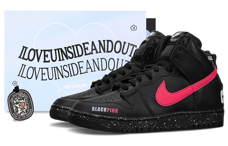 Nike Dunk BLACKPINK High-Top Skateboard Shoes Unisex Black Pink