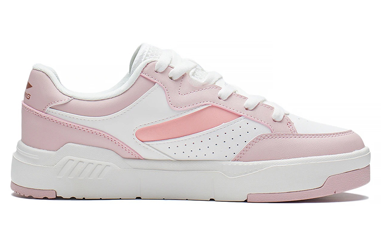 LiNing Ace Slip Resistant Abrasion Resistant Low top Skateboard Shoes Women's White Pink
