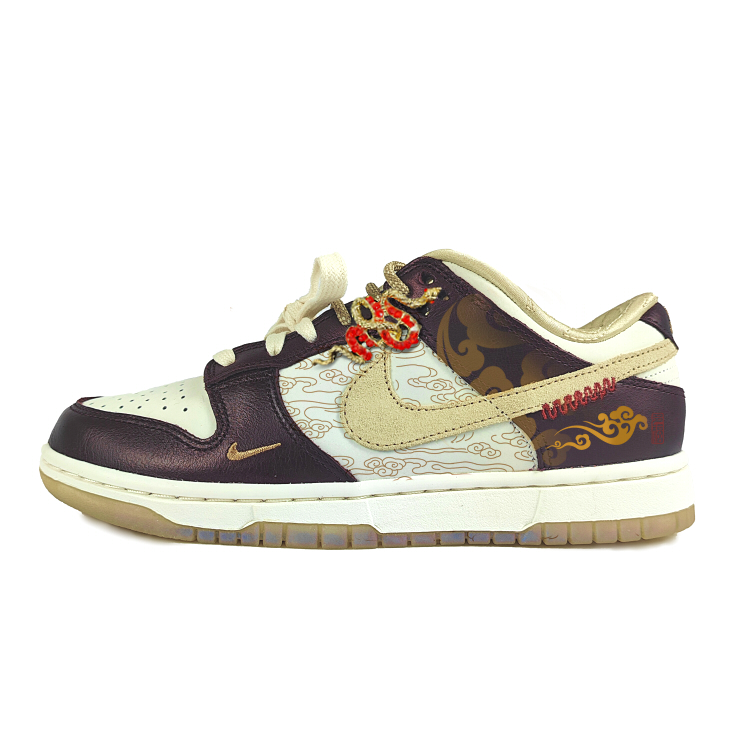 Nike Dunk Low CNY 'Year Of The Snake' LXCN Anti-Slip Wear-Resistant Low-Top Skateboard Shoes Women's White Red