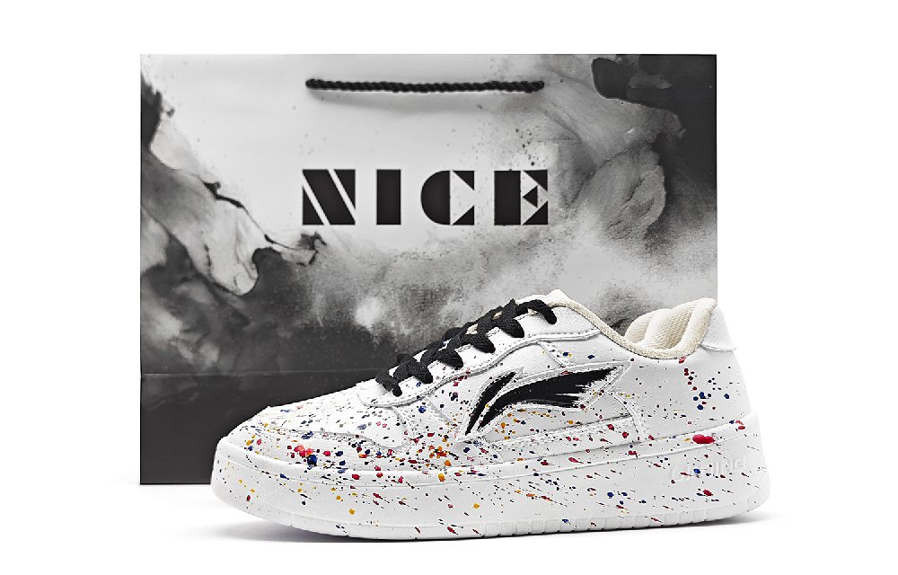 LiNing Pontoon Boats Slip Resistant, Lightweight, And Breathable Low Top Skateboard Shoes Unisex White