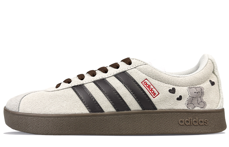 Adidas Neo Vl Court Slip-Resistant Cushioning Wear-Resistant Low-Top Skateboard Shoes Unisex Gray Coffee
