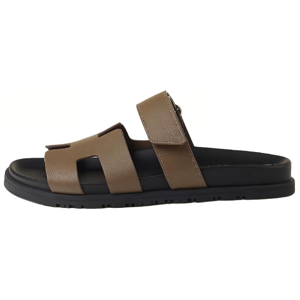 HERMES Chypre Slide Slippers Women's Elephant Gray