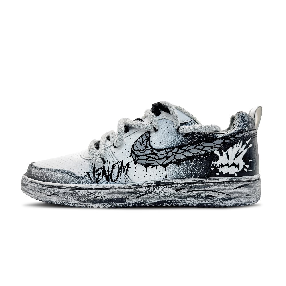 Nike Court Borough Ruined Ruins Fission Abrasion Resistant Balance Low Top Skateboard Shoes Men's Black White