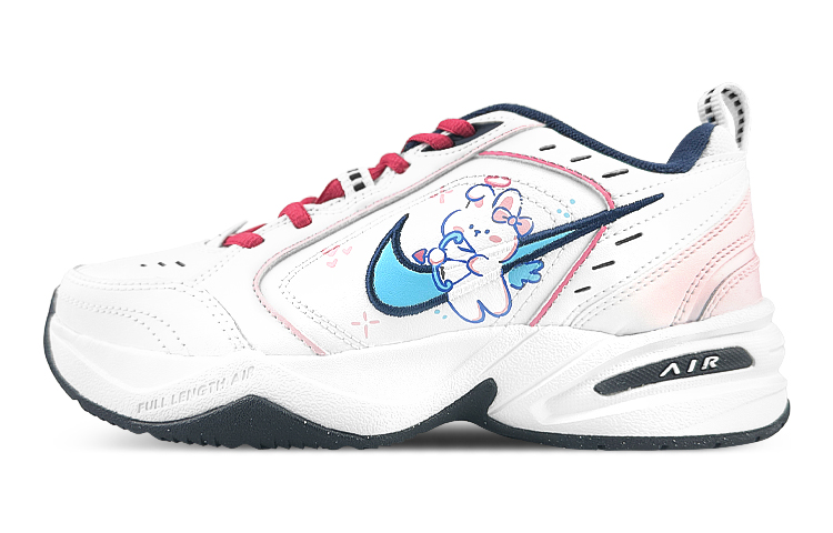 Nike Air Monarch 4 Cushioning Anti-Slip And Wear-Resistant Height Increasing Low-Top Chunky Sneakers Unisex Red White