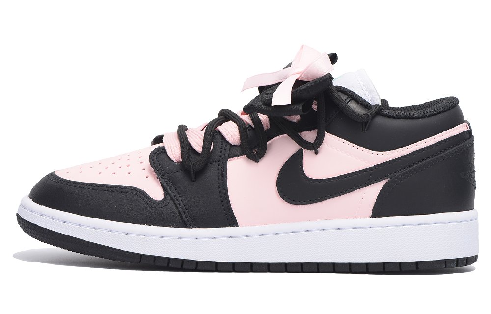 Jordan Air Jordan 1 Chestnut Slip-Resistant Full-Coverage Breathable Low-Top Vintage Basketball Shoes GS Black Pink