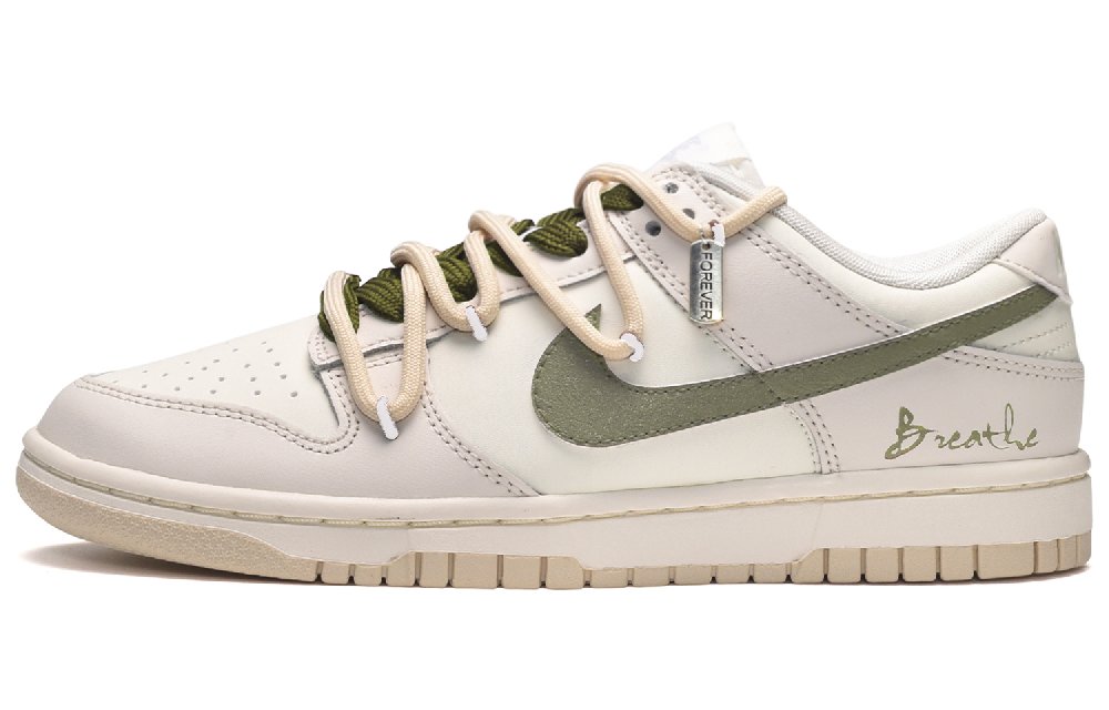 Nike Dunk Low-Top Skateboard Shoes Women's Beige Green