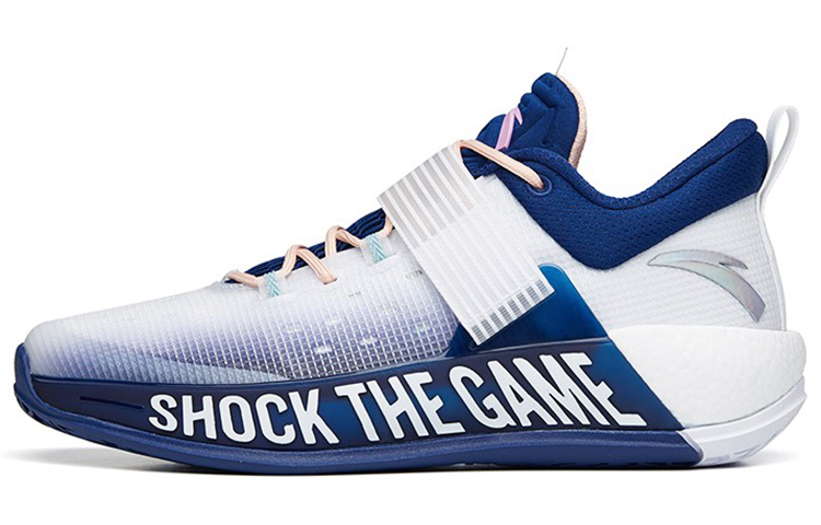 Anta Hengsao4 Durable Breathable Low-Top Basketball Shoes Men's White Blue