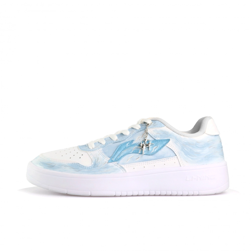 LiNing Pontoon Boats Slip Resistant, Abrasion Resistant, Lightweight Low top Skateboard Shoes Unisex White Blue
