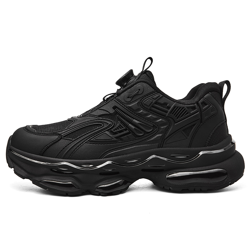 JEEP SPIRIT Armor Black Warrior Lace Free Men's Shoes Low Top Chunky Sneakers Men's Mysterious Black
