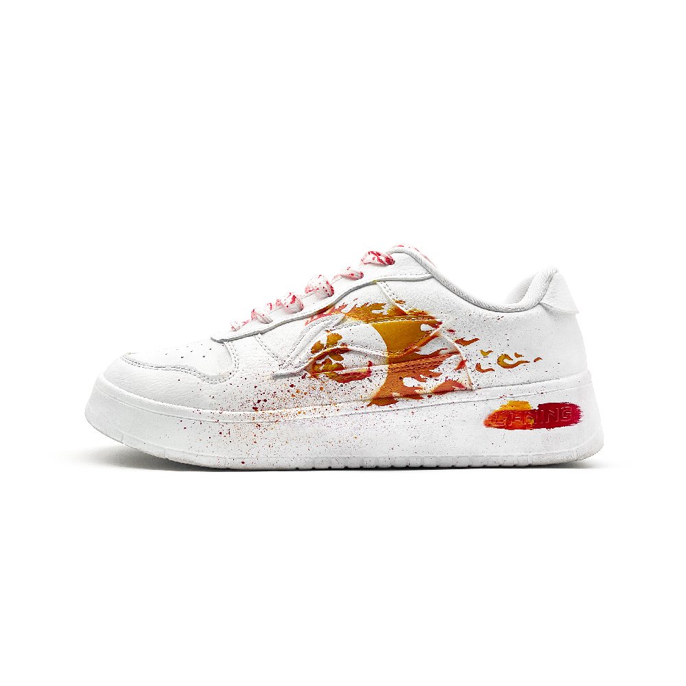 LiNing Pontoon Boats Coverage, Cushioning, Slip Resistant Low Top Skateboard Shoes Unisex White