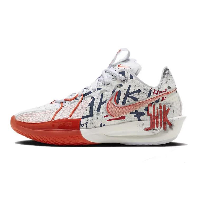 Nike Air Zoom G.T. Cut 3 Cushioned Wear-Resistant Slip-Resistant Low-Top Basketball Shoes Unisex White Red