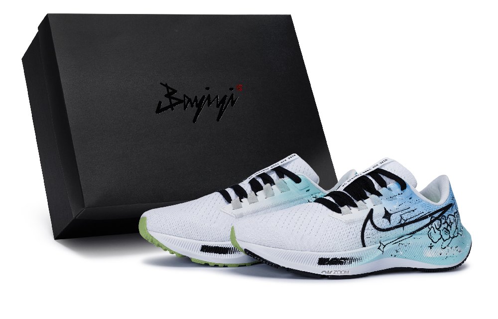 Nike Pegasus 38 Low-Top Running Shoes Men's White Blue