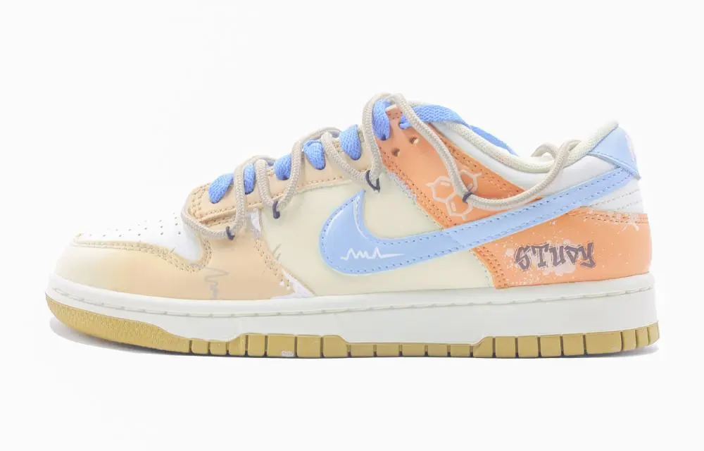 Nike Dunk Orange Heart Abrasion Resistant Low Top Skateboard Shoes Men's Yellow Orange