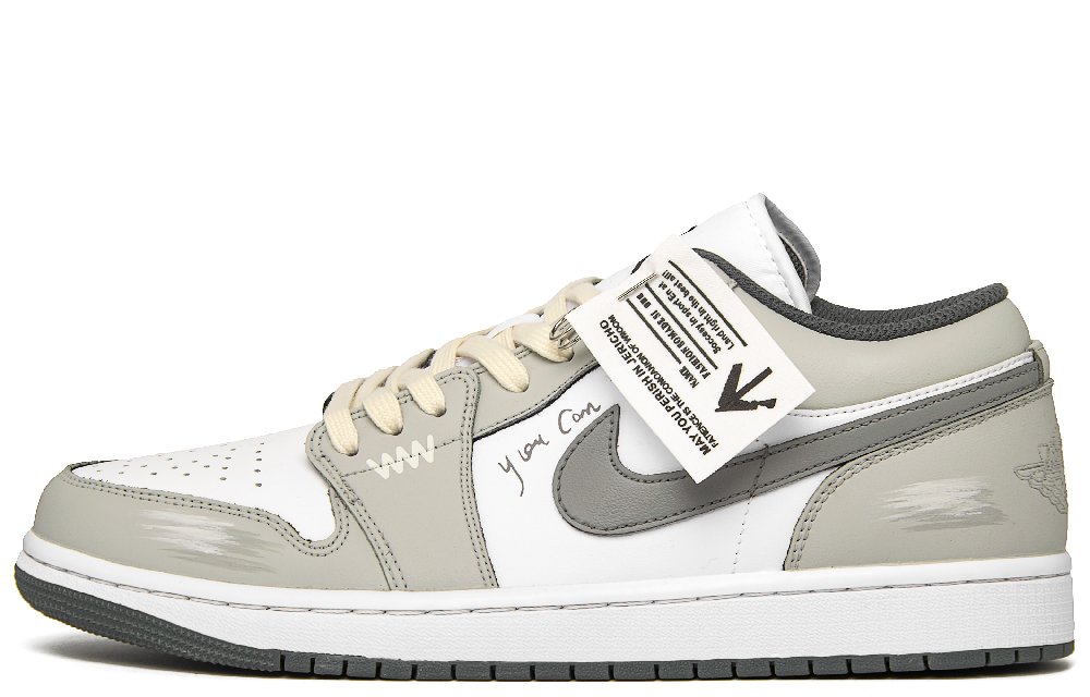 Jordan Air Jordan 1 Low Top Vintage Basketball Shoes Men's Gray White