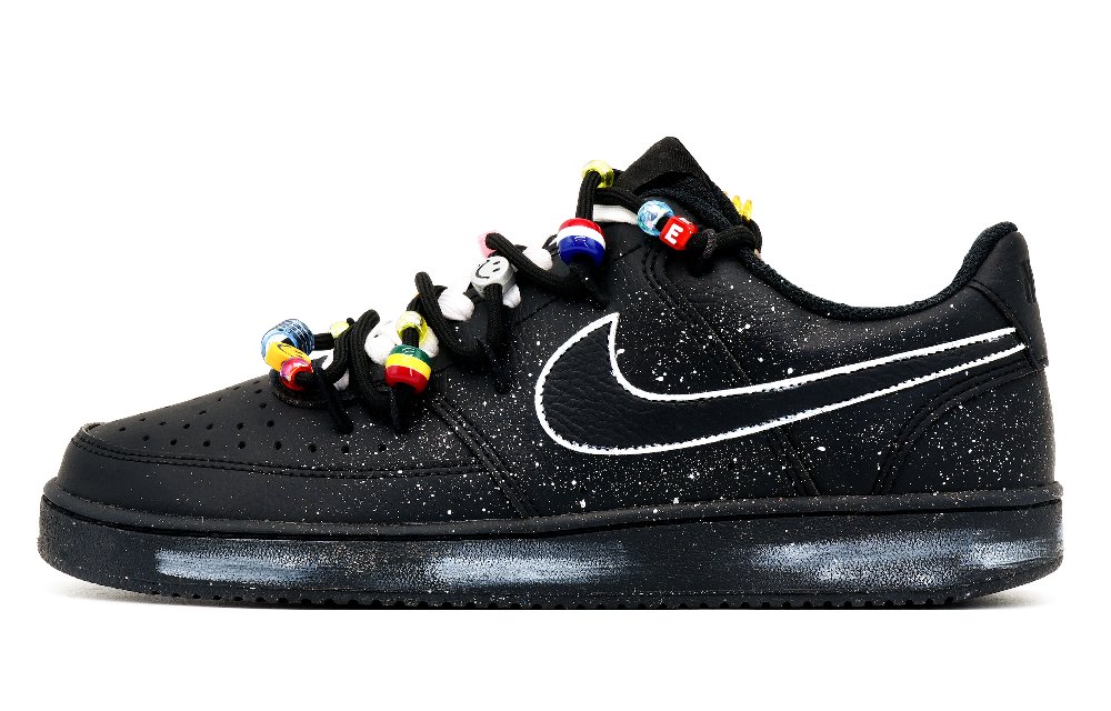 Nike Court Vision Anti-Slip Wear-Resistant Low-Top Skateboard Shoes Unisex Black White