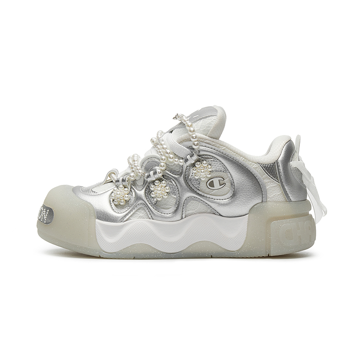 Champion Puffed Donut Low-Top Skateboard Shoes Women's Champion White/Silver