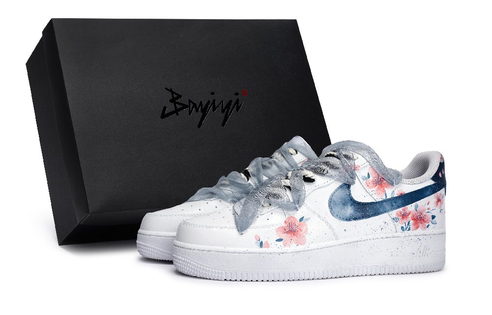 Nike Air Force 1 Coverage Anti-Slip And Wear-Resistant Low-Top Skateboard Shoes Unisex White Blue Pink