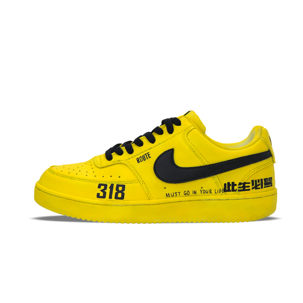 Nike Court Vision 1 Lightweight And Breathable Low Top Skateboard Shoes Men's Yellow Black