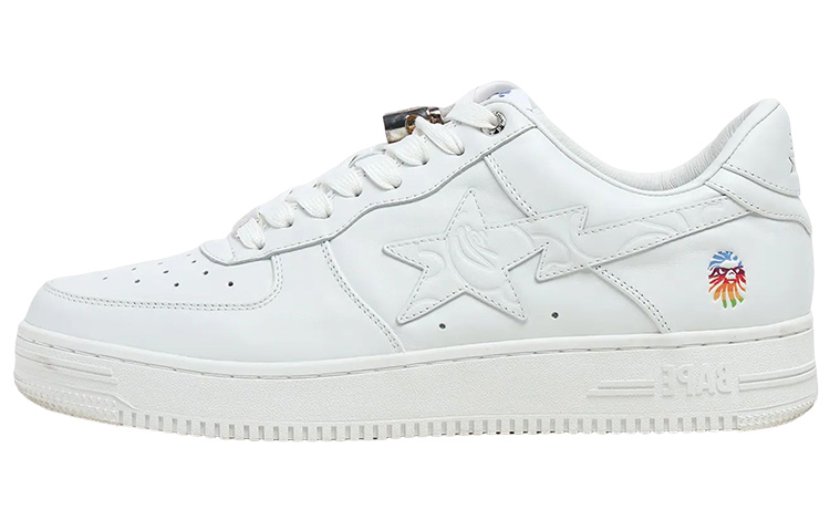 BAPE BLACK x A BATHING APE STA Stylish Skateboarding Shoes Men's White Silver Buckle