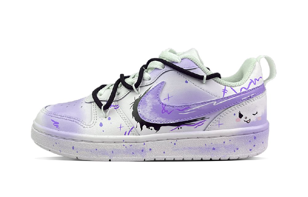 Nike Court Borough Low 2 Slip-Resistant Cushioning Wear-Resistant Low-Top Skateboard Shoes GS White Purple