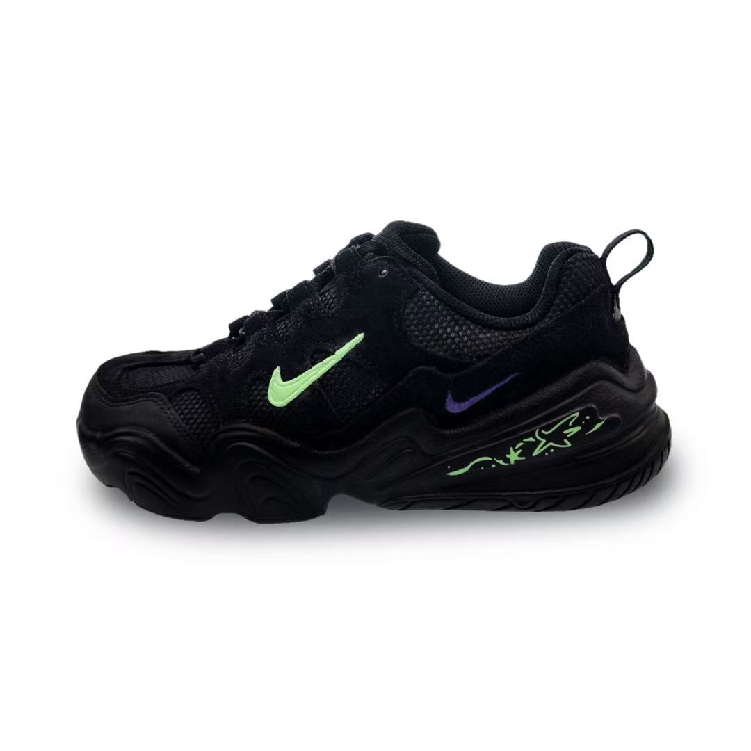 Nike Tech Hera Abrasion Resistant Low top Casual Shoes Unisex Green Purple Black
