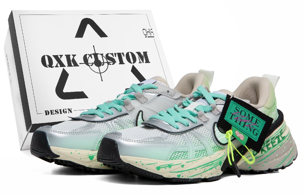 Nike V2K Run Anti-Slip Wear-Resistant Low-Top Casual Running Shoes Women's Silver Green