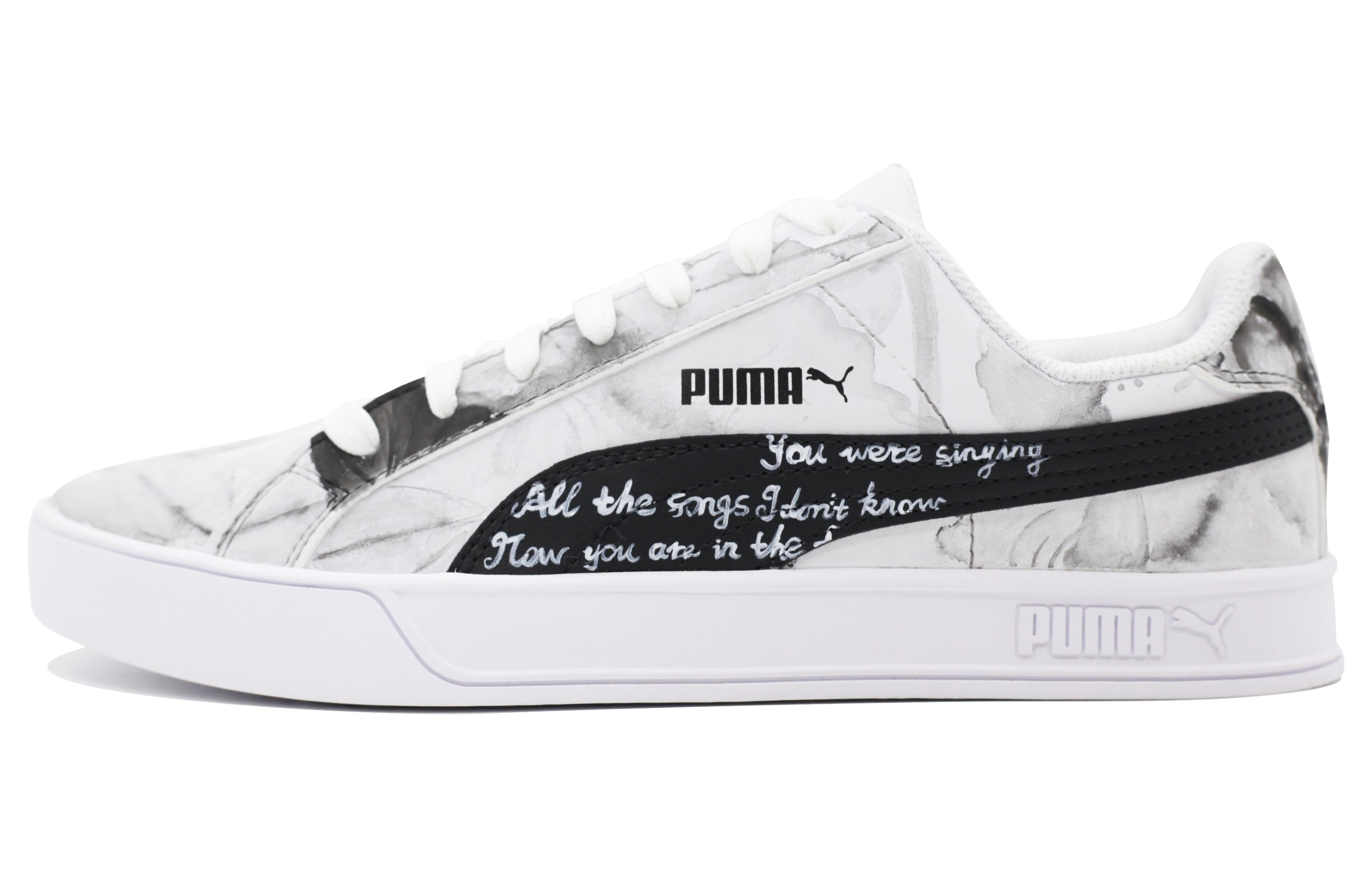 PUMA Smash Vulc Classic Anti-Slip Wear-Resistant Low-Top Skateboard Shoes Unisex Black White