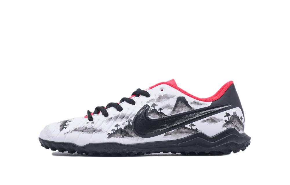 Nike Tiempo Legend 10 TF Rubber Broken Studs Anti-Slip Wear-Resistant Soccer Shoes Men's Black White Red