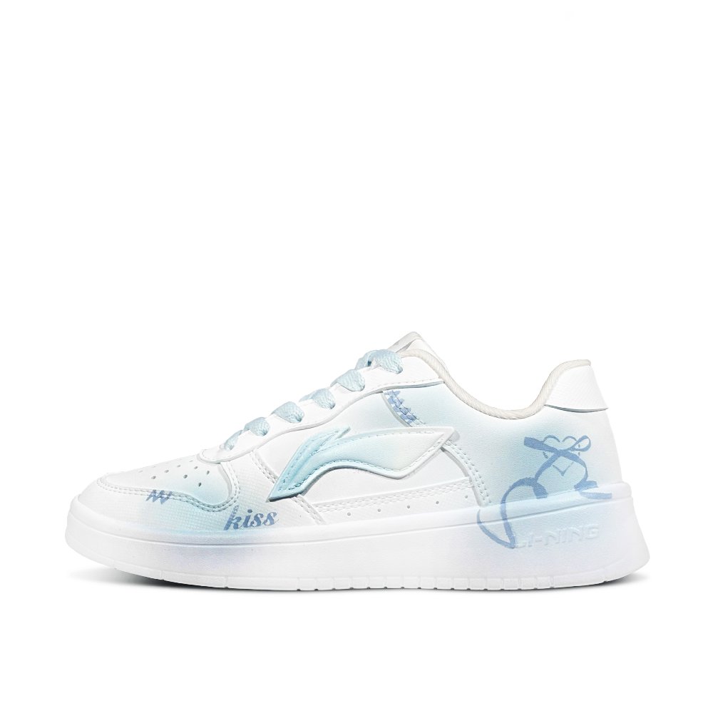 LiNing Pontoon Boats Blue Bowknot Abrasion Resistant Breathable Low Top Skateboard Shoes Women's Blue White