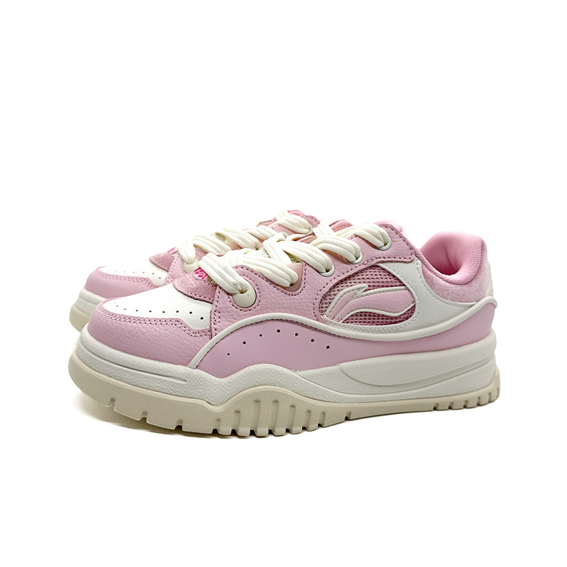LiNing 001 BTC 3 Slip Resistant Height Increasing Low top Skateboard Shoes Women's Pink White купить в интернет-магазине Yoocart с быстрой доставкой по России.