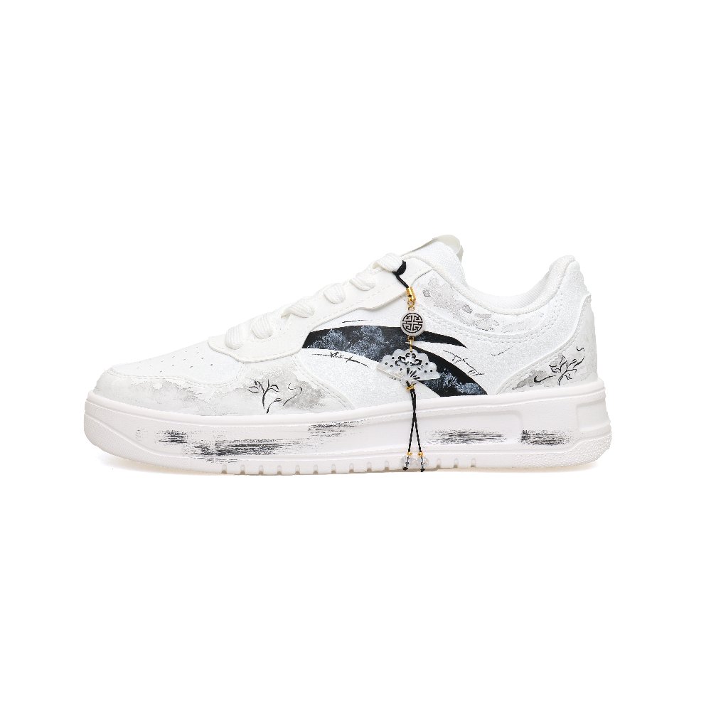 Anta Misty White Elegance Slip-Resistant Cushioning Low-Top Skateboard Shoes Men's White Black