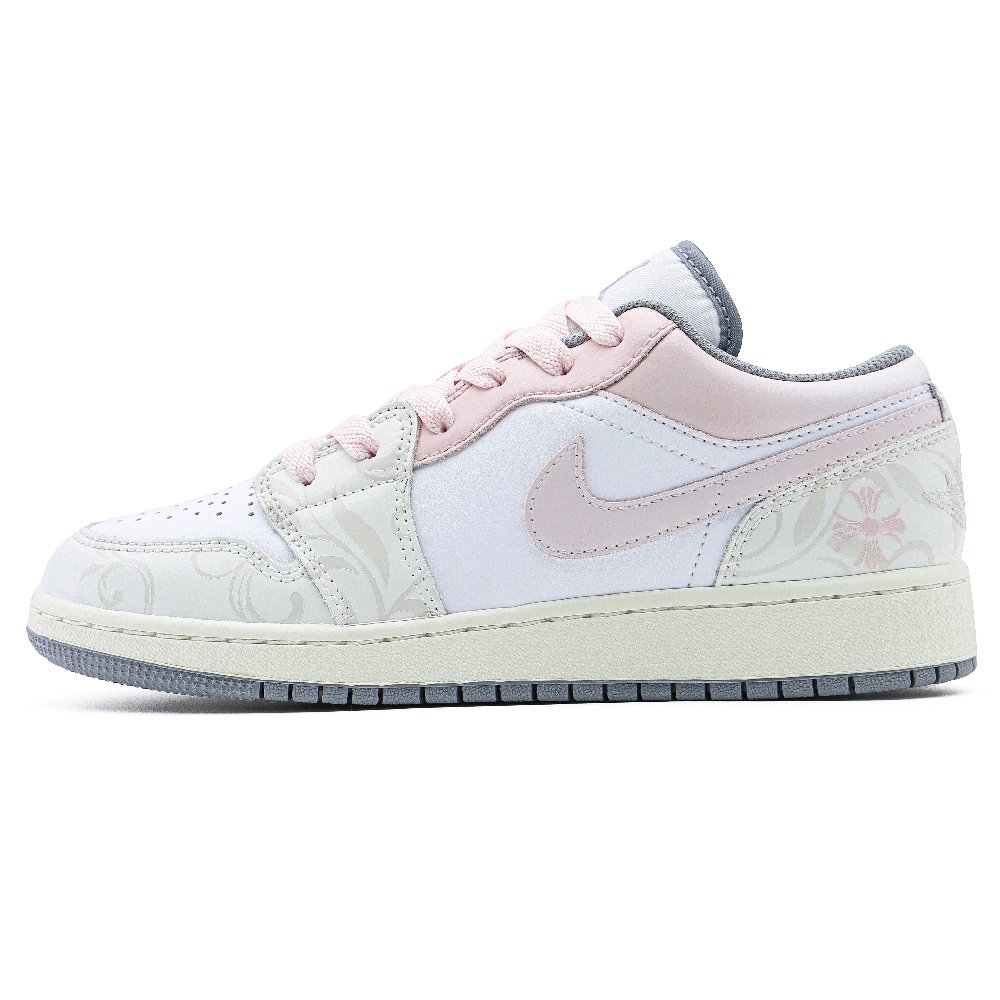 Jordan Air Jordan 1 Cushioning, Slip Resistant, And Abrasion Resistant Low Top Vintage Basketball Shoes GS Pink White