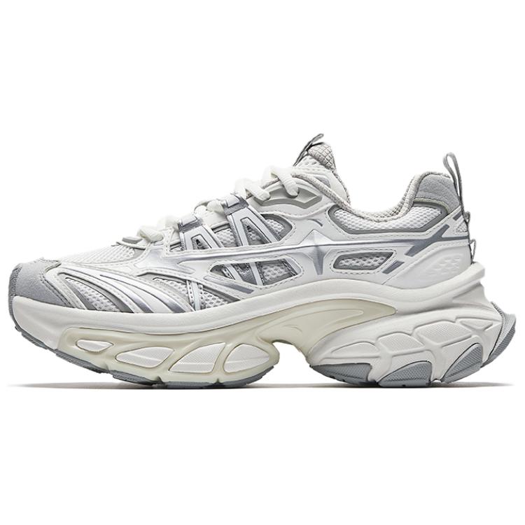 Anta Abrasion Resistant, Lightweight, And Breathable Low Top Chunky Sneakers Women's Paper White Silver Gray