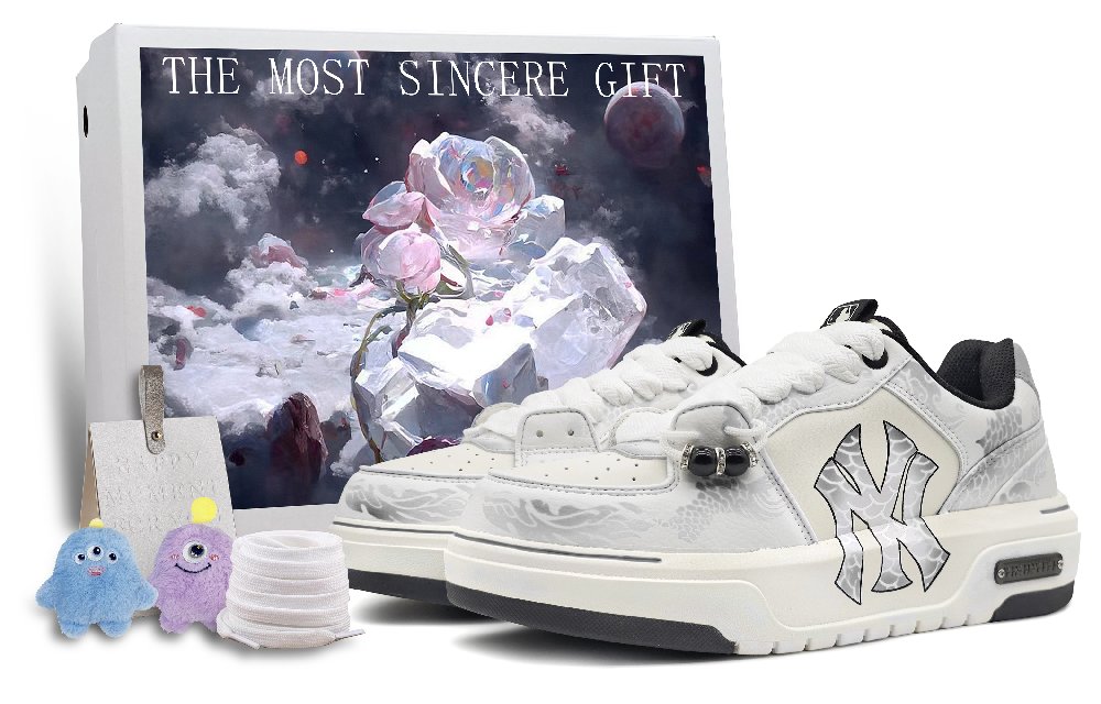 MLB Chunky Liner Low-Top Skateboard Shoes Unisex White Gray