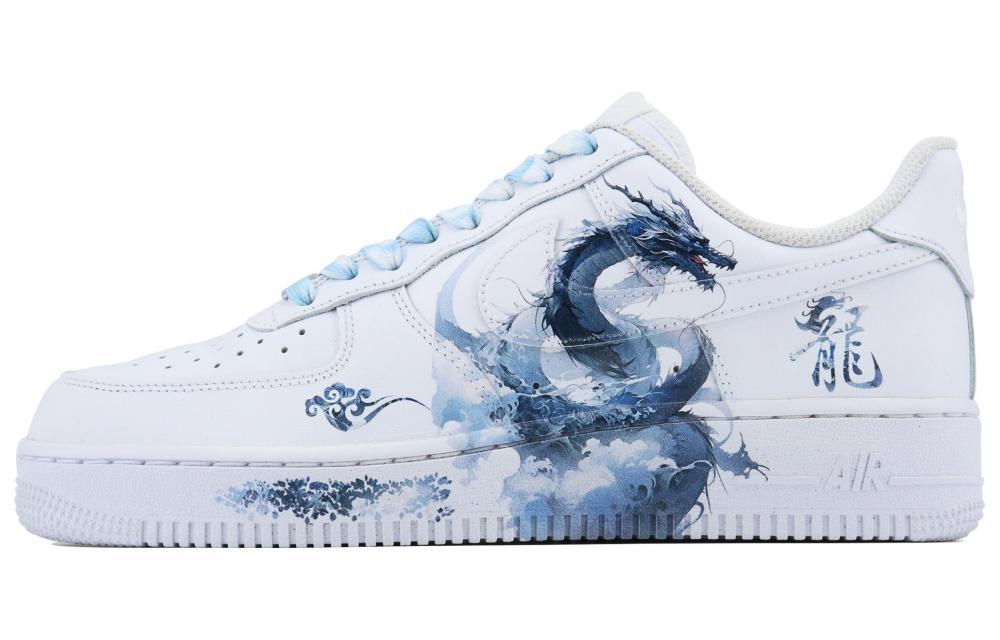 Nike Air Force 1 Blue Dragon SDS Low-Top Skateboard Shoes GS White Blue