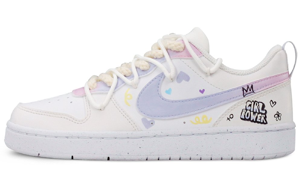 Nike Court Borough Low White Sneakers Anti Slip Wear Resistant Low Top Skateboard Shoes Women's White