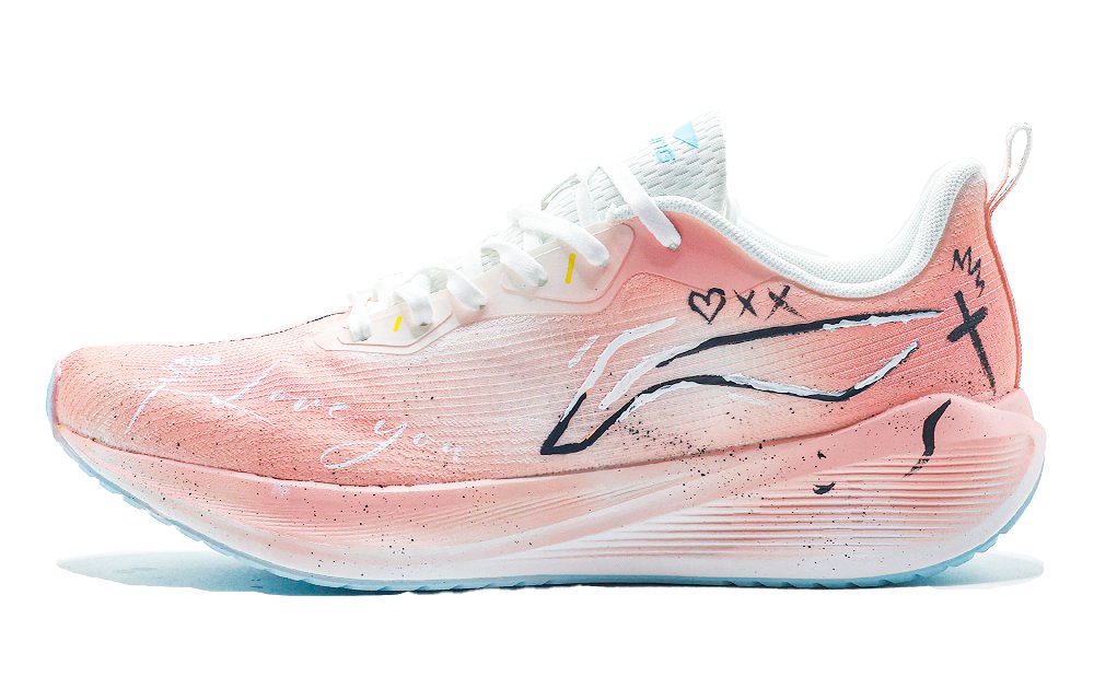 LiNing Wuyue Cushioning Abrasion Resistant Breathable Low Top Casual Running Shoes Men's White Pink