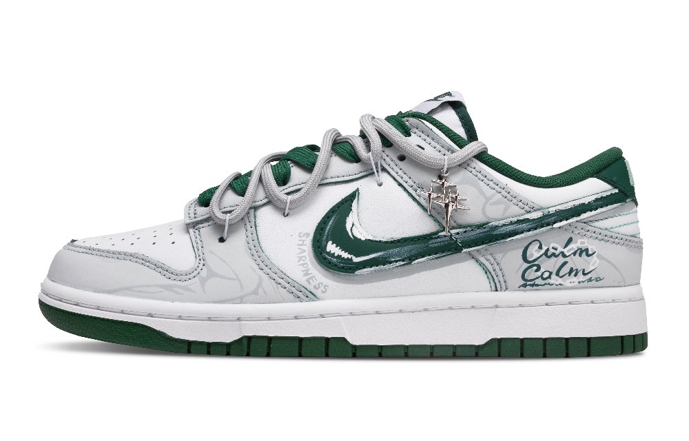 Nike Dunk Green Forest Morning Light Anti Slip Wear Resistant Low Top Skateboard Shoes Unisex Gray