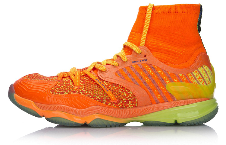 LiNing Ranger Chameleon Cushioning Rebound High-Top Badminton Shoes Unisex Neon Radiant Orange