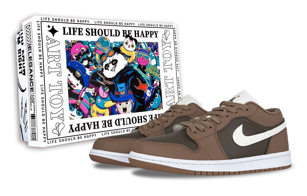 Jordan Air Jordan 1 Abrasion Resistant Low top Vintage Basketball Shoes Unisex White Brown